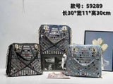 EVERY FASHION Geometric Rhinestone Tote with Dual Handles