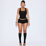 MB FASHION Sheer Mesh Short Sleeve Crop Top & High-Waisted Shorts Set 559