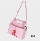 Every Fashion Chinese Takeout Box Style Handbag with Pagoda Print