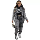 MB FASHION Denim Cargo Set – Cropped Zip Jacket and Pocket Joggers 8158