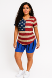 MB FASHION Vintage American Flag T-Shirt and Graphic Shorts Set 6683