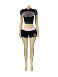 MB FASHION Cropped Zip-Up Hoodie & Shorts Two-Piece Set 6015