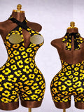 MB FASHION Sexy Halter Neck Crisscross Cutout Romper 6105
