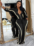 MB FASHION Zip-Up Contrast Stripe Two-Piece Lounge Set 5039