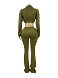 MB FASHION Cropped Quarter-Zip Lounge Set with Drawstring Pants 5069