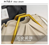EVERY FASHION Ruched Gold-Frame Shoulder Bag