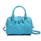 EVERY FASHION Quilted Barrel Satchel with Dual Handles and Crossbody Strap