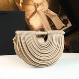 Every Fashion Half-Moon Statement Handle Bag with Layered Design