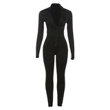 MB FASHION Zip-Up Bodycon Jumpsuit with Long Sleeves and High Collar 8079LY