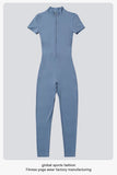 MB FASHION HIGH QUALITY Short Sleeve Zip-Up Jumpsuit 2405