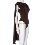 MB FASHION Draped Cape Sleeve Bodysuit 670