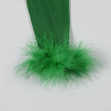 MB FASHION Feather Trim Sheer Jumpsuit Set 65