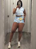 Every Fashion Sleeveless Cropped Polo Top & Matching Shorts Two-Piece Set 6026