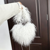 Every Fashion Fluffy Heart-Shaped Faux Fur Shoulder Bag