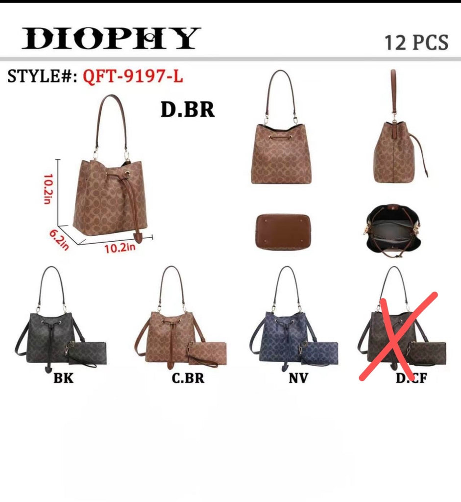 EVERY FASHION Drawstring Bucket Handbag with Matching Pouch QFT-9197-L