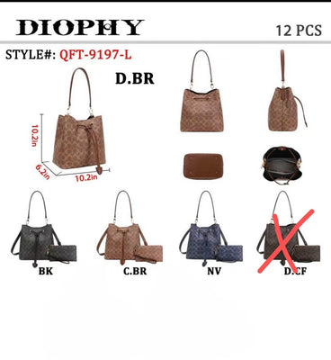 EVERY FASHION Drawstring Bucket Handbag with Matching Pouch QFT-9197-L