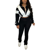 MB FASHION Zip-Up Crop Jacket & High-Waist Jogger Set 5015LY