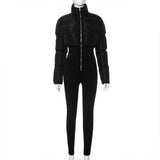 MB FASHION Zip-Up Quilted Long-Sleeve Fitted Bodysuit with High Collar 575LY