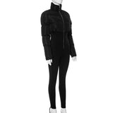 MB FASHION Zip-Up Quilted Long-Sleeve Fitted Bodysuit with High Collar 575LY