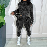 MB FASHION Cable-Knit Cropped Sweater and Jogger Pants Lounge Set 3111LY