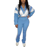 MB FASHION Zip-Up Crop Jacket & High-Waist Jogger Set 5015LY