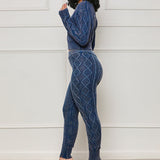 MB FASHION Cable-Knit Cropped Sweater and Jogger Pants Lounge Set 3111LY