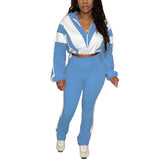 MB FASHION Zip-Up Crop Jacket & High-Waist Jogger Set 5015LY
