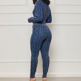 MB FASHION Cable-Knit Cropped Sweater and Jogger Pants Lounge Set 3111LY