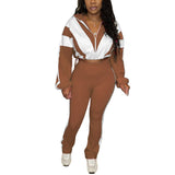 MB FASHION Zip-Up Crop Jacket & High-Waist Jogger Set 5015LY