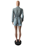 MB FASHION Light Wash Distressed Denim Romper 88589