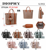 EVERY FASHION Geometric Print Large Tote Bag with Matching Wallet and Coin Pouch FT-9176W