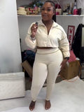 MB FASHION Zip-Up Cropped Jacket & Leggings Set 5033