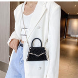 Every Fashion Rhinestone Studded Top Handle Bag