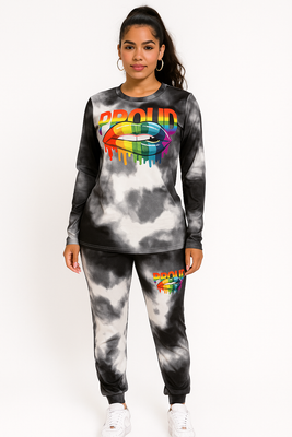 MB FASHION Proud Graphic Tie-Dye Two-Piece Lounge Set 5101 / PACK /16 PCS