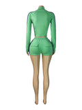 MB FASHION Cropped Zip Track Jacket & Matching Shorts Set 6030
