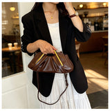 EVERY FASHION Ruched Gold-Frame Shoulder Bag