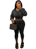 MB FASHION Cropped Zip-Up Hoodie and High-Waist Capri Leggings Two-Piece Set