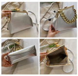 EVERY FASHION Structured Frame Handbag with Oversized Chain Accent
