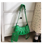 EVERY FASHION Studded Crescent Shoulder Bag with Matching Pouch
