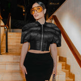 MB Fashion Short Sleeve Cropped Puffer Jacket 300