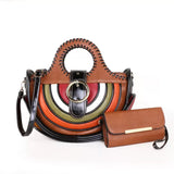 EVERY FASHION Round Handle Satchel Bag with Matching Wallet Set QJ-8318
