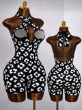 MB FASHION Sexy Halter Neck Crisscross Cutout Romper 6105