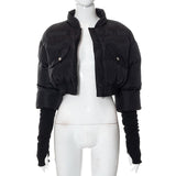 MB FASHION Cropped Puffer Jacket with Extended Sleeve Detail 405