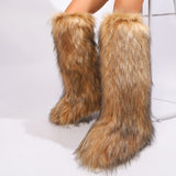 EVERY FASHION Knee-High Faux Fur Boots 008 TY