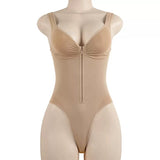 MB FASHION Front-Zip Shapewear Bodysuit – Plunging Neck 602