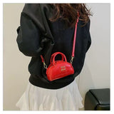 Every Fashion Mini Patent Dome Handbag with Top Handles and Crossbody Strap