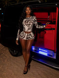 MB FASHION Long Sleeve Mesh Crop Top & Shorts Set 2665