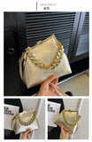 EVERY FASHION Structured Frame Handbag with Oversized Chain Accent