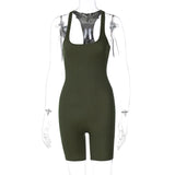 MB FASHION BACKLESS CATSUIT RIBBED ROMPER 4045T