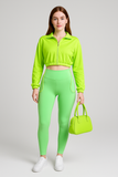 EVERY FASHION 2-Piece Zip-Up Crop Jacket & High-Waisted Legging Set MB 4047LY